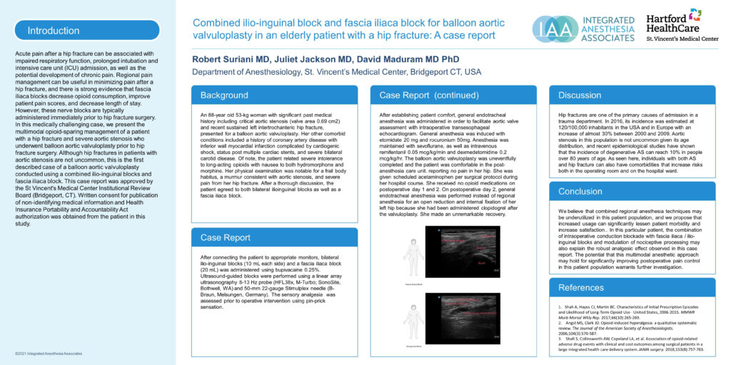 Combined ilio-inguinal block and fascia iliaca block for balloon aortic valvuloplasty