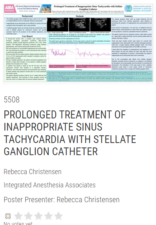 PROLONGED TREATMENT OF INAPPROPRIATE SINUS TACHYCARDIA WITH STELLATE GANGLION CATHETER